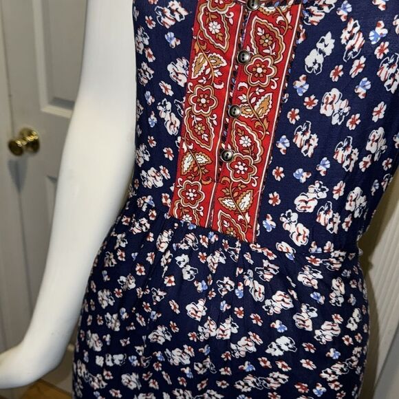 UMGEE floral red white and blue  Lennon mixed border  Maxi dress - Picture 6 of 13